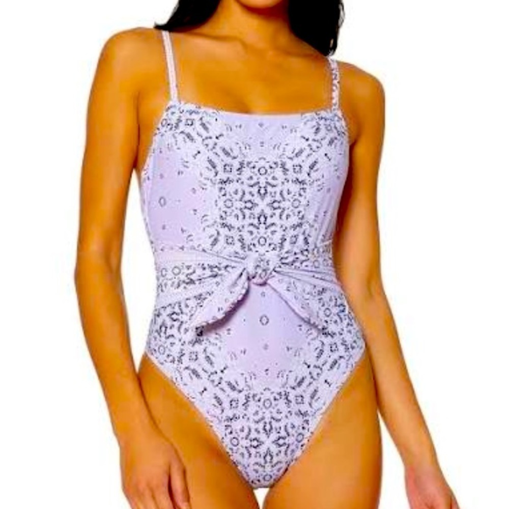 JESSICA Simpson Tie Waist One Piece Swimsuit